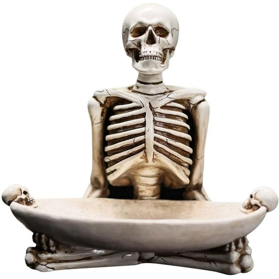 Eoozwa Skull Decor Halloween Candy Bowl Dish Large for Home Office Desk Decorations Skull Candy Tray Holder Snack with Hand Skulls Serving Bowl Desk Decor