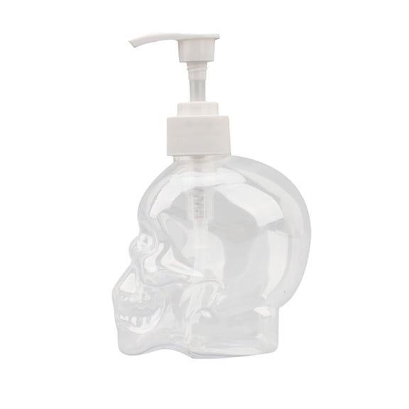 Eoozwa Skull Press Bottle 350ml PET Plastic Dispenser For Shower Lotion Refillable Gothic Decor Bathroom Accessory Halloween Theme