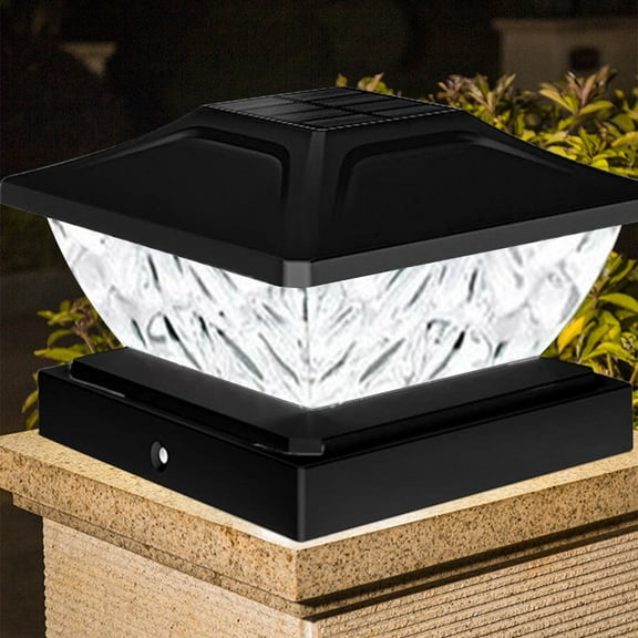 Eoozwa Solar Powered Pillar Lights, 5.83" LED Post Lights with Glass Lampshade & ABS Frame, Waterproof for Garden Fence Gate Pathway Decor