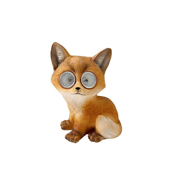 Eoozwa Solar Resin Fox Garden Ornament, Cute Animal Statue with LED Light, IP65 Waterproof for Yard Lawn Patio Decoration