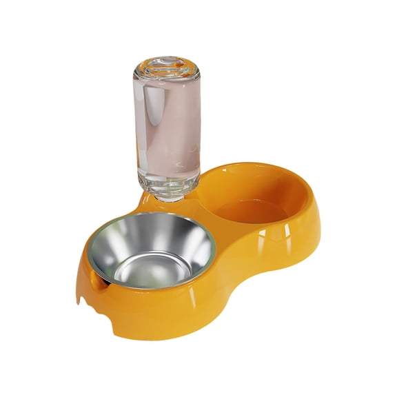 Eoozwa Stainless Steel Pet Bowl Automatic Water Dispenser 2 In 1 Food and Water Bowl for Small Medium Dog Cat Non Skid Gravity Feeder