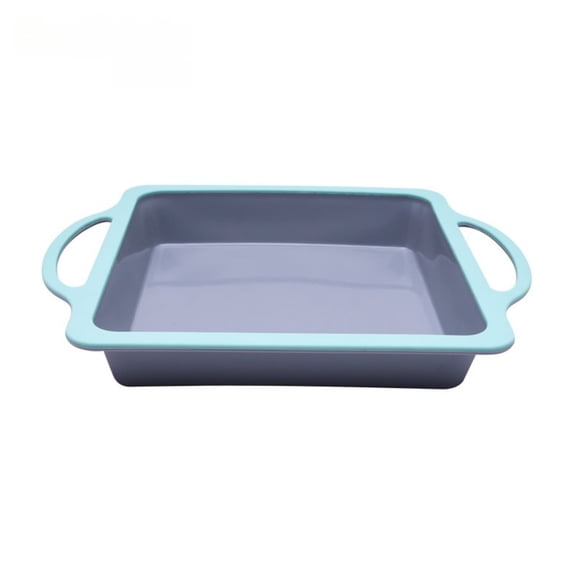 Eoozwa Stainless Steel Reinforced Silicone Cake Mold 11x8x1.6 Inch Double Color Non Stick Bakeware Oven Freezer Safe Baking Pan