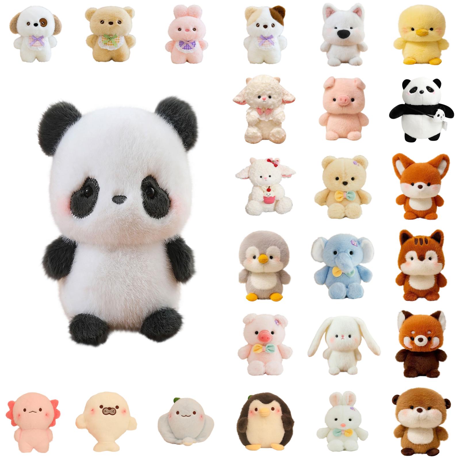 Animal de peluche suave y lindo, muñeco de peluche pequeño, regalo realista de ardilla, compañero para aliviar la ansiedad y dormir (Panda)
