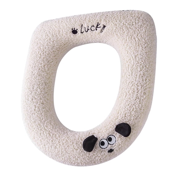 Eoozwa Thickened Toilet Seat Cover with Handle Winter Warm Knitted Fabric Washable for Round and Elongated Seats Easy Installation
