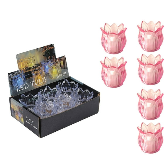 Eoozwa Tulip Votive Candle Holders Set of 6, Tea Light Candle Holder Glass for Table Centerpiece, Tealight Candle Holders for Wedding Déco, Birthday, Anniversary, Parties, and Holiday