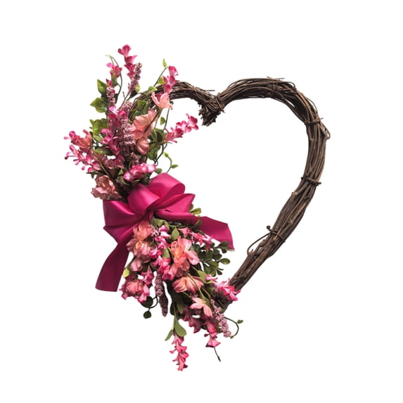 Eoozwa Valentines Day Breath Hollow Heart Wreath with Bow Door Hanging Decor Plastic Multicolor Waterproof Indoor Outdoor Decoration