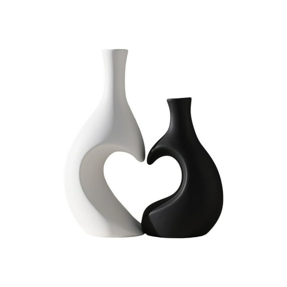 Eoozwa Vases for Decor, Heart Shaped Ceramic Vase Set of 2, Minimalist Decorative Vase for Table Centerpiece Wedding Dining Living Room Office House Decoration Flower Vase Wedding Decor
