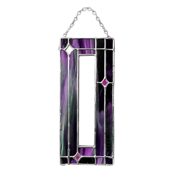 Eoozwa Vertical Hanging Color Glass Photo Frame, Slim Long Strip Frame for Wall Mounted Pictures and Art, 8x6 Inch with Built in Chain, Stained Glass Effect Decor