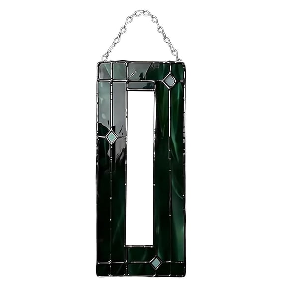 Eoozwa Vertical Hanging Color Glass Photo Frame, Slim Long Strip Frame for Wall Mounted Pictures and Art, 8x6 Inch with Built in Chain, Stained Glass Effect Decor