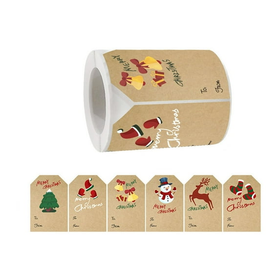 Eoozwa Vintage Christmas Gift Tags,Christmas Tags Stickers Roll, Self-Adhesive Christmas Labels for Presents Boxes, Gift Bags,Xmas Holiday Wrapping Paper Christmas Decorations