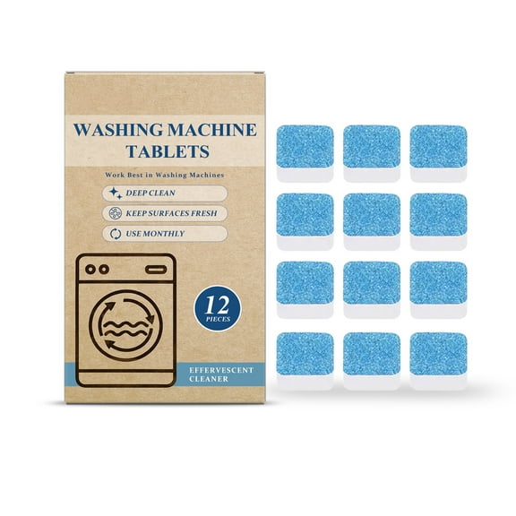 Eoozwa Washing Machine Cleaner Tablets, Deep Cleaning Tablets for Top & Front Load HE Washer Cleaners, Descaler & Deodorizer, Septic Safe, Cleans Drum, Tub, Seal & All Internal Parts