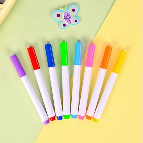 Eoozwa Water Soluble Brush Markers 8 Color Set Reusable Chalk Effect for Windows and Glass Washable Art Supplies