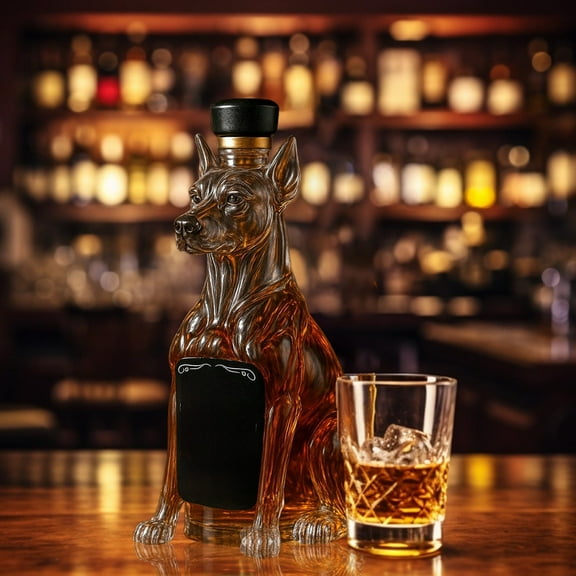 Eoozwa Whiskey Decanter Funny Dog-Shaped Liquor Bottle for Home Bar, Office & Gift, Unique 3D Glass Alcohol Dispenser & Red Wine Decanter for Dog Lovers & Whiskey Fans