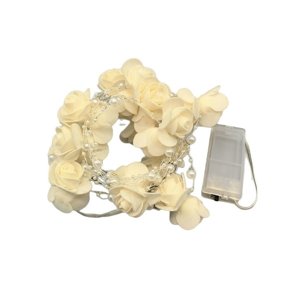 Eoozwa White Flower String Lights with Pearls for Valentines Day Easter Decor LED Fairy Lights Festive Party Mood Lighting Romantic Home Accent 118.11"
