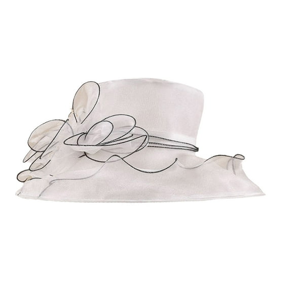 Eoozwa Women Hats Headband Hairpin Organza Fascinator Church Hat Floral Tea Party Wedding Hat Flower Wide Brim Sun Hat