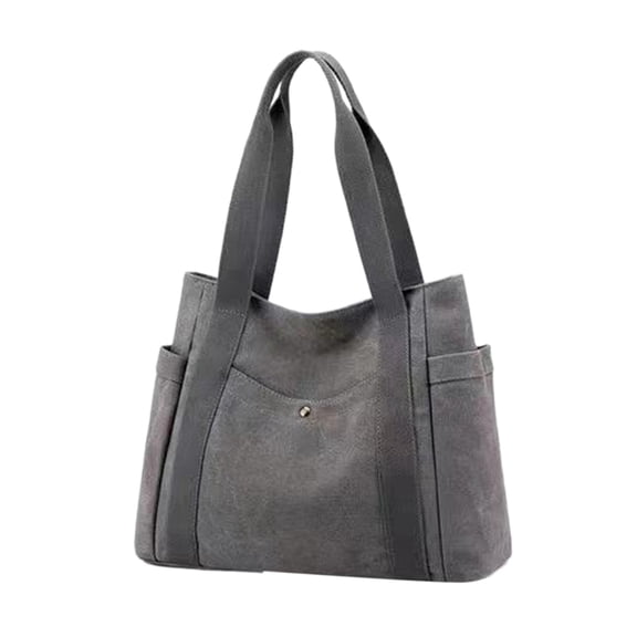 Eoozwa Women's Canvas Tote Handbags Multi-pocket Retro Casual Shoulder Bag Top Handle Satchel Tote Purse, for Teacher Nurse Work,15.35x5.51x21.65 In