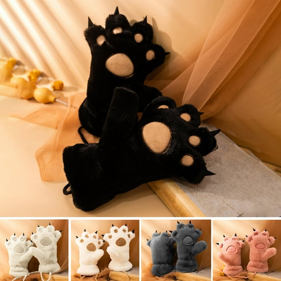 Eoperou 1 Pair Claw Gloves Thicken Soft Comfortable to Wear Wide Application Good-looking Windproof Velvet Plush Cute Children Gloves for Winter
