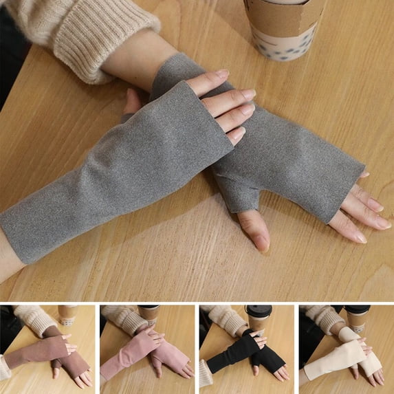 Eoperou 1 Pair Cozy Touch Screen Gloves Warmth Style Autumn Self-heating Half-finger Design Gloves for Winter Gift