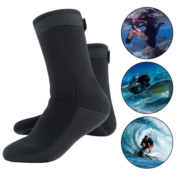 Eoperou 1 Pair Diving Socks Unisex Wetsuit Surf Shoes Thermal Quick Dry Thick Soles Wear-resistant Non-slip Swimming Boots Feet Protection Aqua Shoes Warm Beach Socks