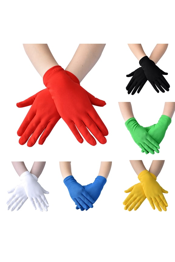 1 Pair Short Thin Dance Gloves Breathable Non-slip Sweat-absorption Milk Silk Satin Stretch Gloves Costume Accessories