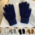 thumbnail image 1 of Eoperou 1 Pair Winter Couple Gloves Solid Color Knitting Touch Screen Full Finger Elastic Keep Warm Soft Washable Women Winter Gloves Riding Stuff, 1 of 8