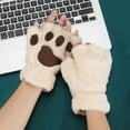 thumbnail image 1 of Eoperou 1 Pair Women Gloves Fluffy Half Finger Gifts Thickened Fingerless Keep Warm Comfortable Cartoon Bear Cat Paw Girls Plush Gloves for Outdoor, 1 of 8