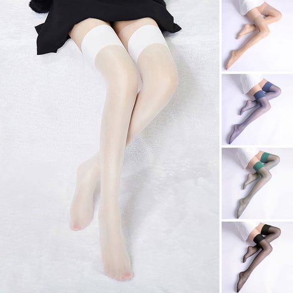 Eoperou 1 Pair Women Stickings Ultra-thin See-through Thigh Length High Elasticity Anti-slip Skinny Soft Breathable Glossy Women Long Socks