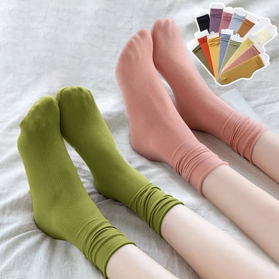 Eoperou 1 Pair Women Summer Socks Thin Anti-slip Solid Color High Elasticity Soft Sweat Absorption Breathable Yoga Summer Mid Tube Socks Women Footwear
