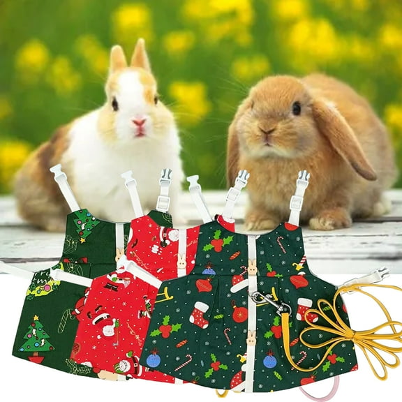 Eoperou 1 Set Rabbit Clothes Breathable Prevent Break Free Lovely Small Pet Leash Vest Clothes for Outing