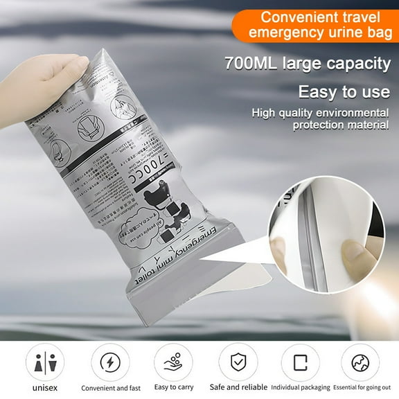 Eoperou 12Pcs 700CC Disposable Urine Bag Leakproof Portable Travel Self-Driving Car Tour Traffic Jam Camping Men Women Pee Vomit Emergency Pouch