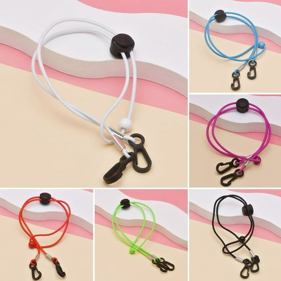 Eoperou 2Pcs Face Cover Straps Vibrant Color Traceless Dual Hooks Design Adjustable Reusable Anti-fall Ultra-Light Colorful Beads Face Cover Eyewear Strap Lanyards for Outdoor