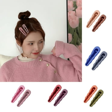 Eoperou 2Pcs Women Hairpins Frosted Solid Color Elastic Anti-slip Lightweight Hair-fixed Waved Side Clips Girl Hair Clips Hair Accessory