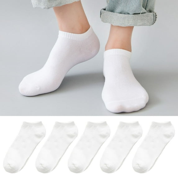 Eoperou 5 Pairs Simple Unisex Ankle Socks Women Men Low Cut Short Socks Anti-slid Athletic Running Casual Invisible Liner Socks