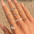 thumbnail image 1 of Eoperou 9Pcs/Set Elegant Women Rings Set Rhinestones Butterflies Faux Pearl Decor Finger Rings Jewelry Gift, 1 of 7