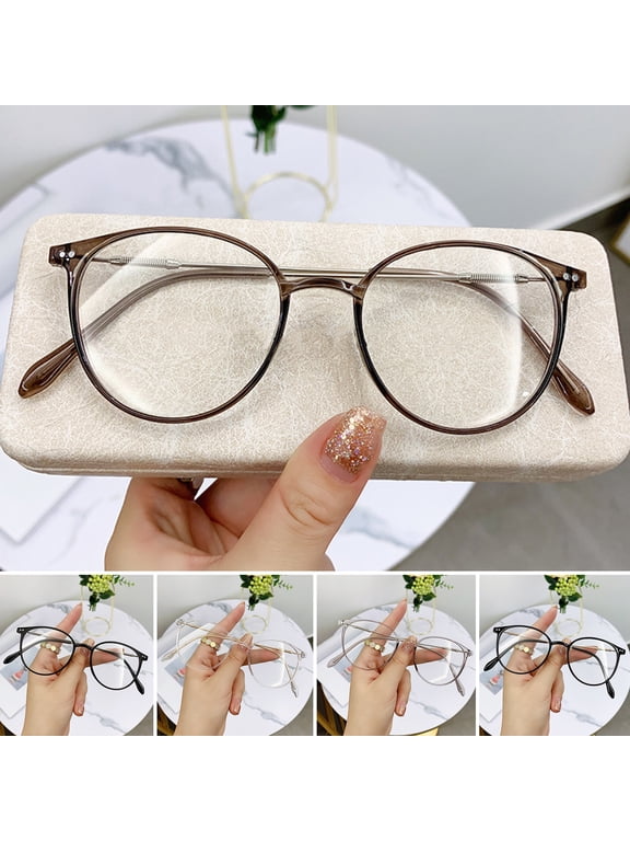 Anti Blue Light Glasses Anti Eyestrain Round Frame Anti-radiation No Degree Lightweight Eye Protection Eyewear Clear Lens Fake Computer Eyeglasses for Office