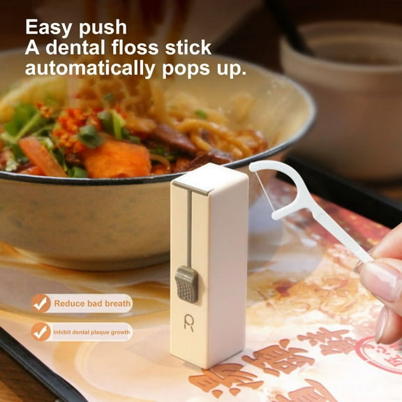 Eoperou Automatic Portable Floss Pick Storage Box Large Capacity Dustproof Compact Size Dental Floss Pick Dispenser Case with Floss Picks