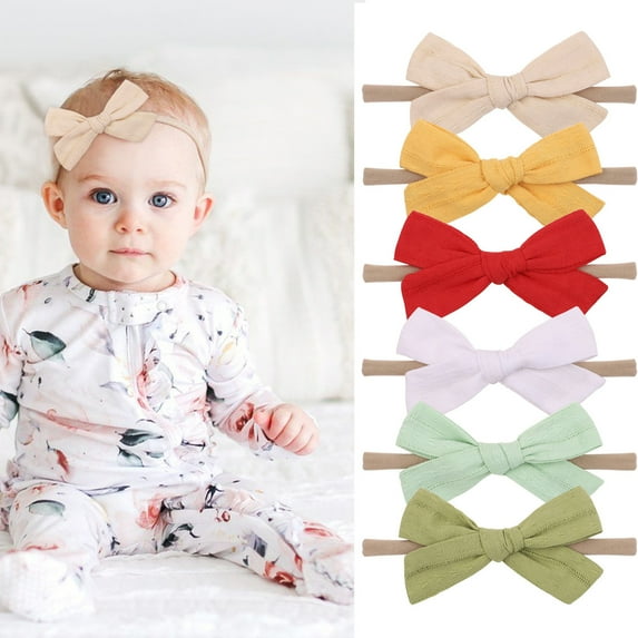 Eoperou Baby Headband Bow Good Elasticity Headwear Lightweight Pure Color Hair Band Hair Accessories