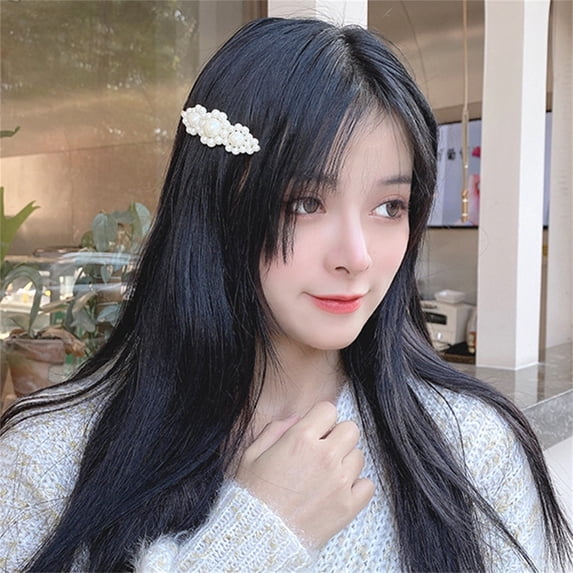 Eoperou Bangs Clip Elegant High Gloss Fairy Temperament Simple Style Hair Accessories Ideal Gift Women Faux Pearl Hair Pin for Daily Life