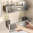 thumbnail image 1 of Eoperou Bathroom Shelf Towel Rack Strong Load-bearing Drainage Hole Design Self Adhesive No Drilling Easy to Install Storage Rack Shower Organizer, 1 of 8