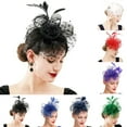 thumbnail image 1 of Eoperou Beads Decor Dot Print Metal Clip Fascinator Hat Mesh Flower Feather Decor Party Headwear Hair Accessories, 1 of 8