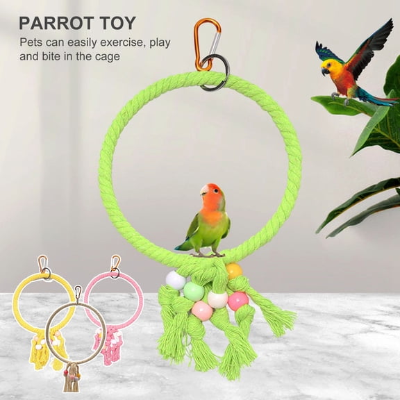 Eoperou Bird Swing Toy Multifunctional Bite Resistant Exquisite Pet Circle Ring Climbing Toy for Cockatiel