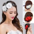 thumbnail image 1 of Eoperou Bridal Headpiece Faux Pearl Fake Flower Rhinestone Decor Exquisite Luxury Anti-slip Lightweight Photo Prop Prom Party Wedding Hair Styling Tool Hair Accessories, 1 of 8