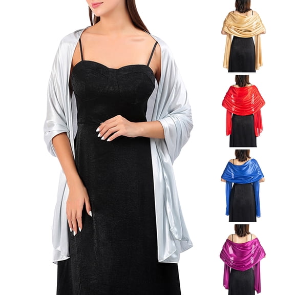 Eoperou Bridesmaid Wrap Solid Color Smooth Ladies Pure Color Anti-Sun Bride Shawl for Wedding