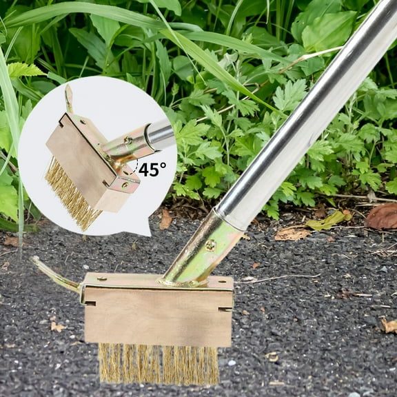 Eoperou Crevice Weeding Brush Head - Brass Wire Bristle 2-in-1 Weed Moss Remover Tool Manual Crack Weeder for Block Paving Patio Stone Edging
