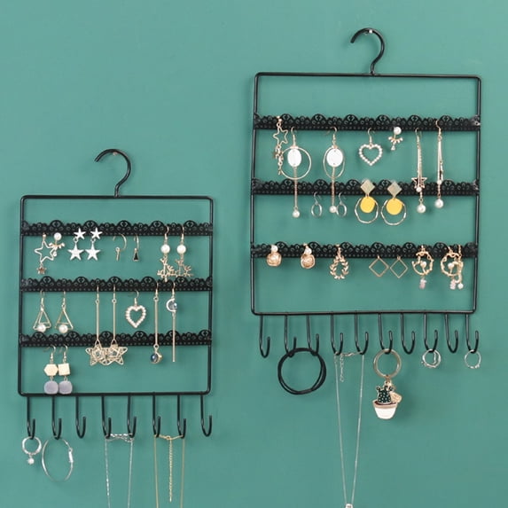 Eoperou Display Stand Wall Mounted Jewelry Storage Wrought Iron Earring Hanging Holder for Dresser