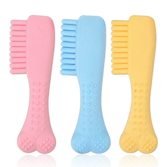 Eoperou Dog TPR Creamy Scented Foaming Simulated Comb Molar Toothbrush Pet Teething Toy