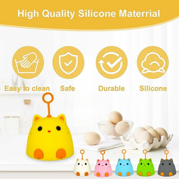 Eoperou Egg Washer Cartoon Cat Shape - Hanging Ring Silicone Brush High Elasticity Small Egg Brush, Egg Cleaning Tool