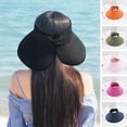 thumbnail image 1 of Eoperou Empty Top Back Split Bowknot Decor Sun Hat Sweat Absorbing Sun Protection Thin Wide Large Brim Pure Color Beach Hat Fashion Accessories, 1 of 8