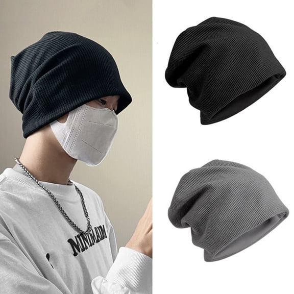 Eoperou Fall Winter Men Piled Hat: Baggy Solid Color Knitted Elastic Keep Warm Good Elasticity Thermal Insulation Beanie