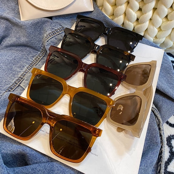 Eoperou Fashion Sunglasses Large Frame Square Simple Style Windproof Cool Appearance Sun-resistant Eyewear UV Protection Adults Casual Sunglasses for Beach